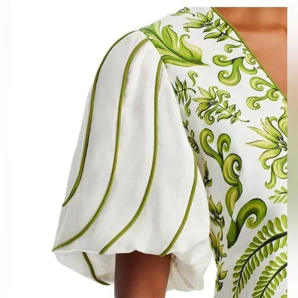 NWT FARM Rio Milani Off White Linen Mini Dress Women Size M